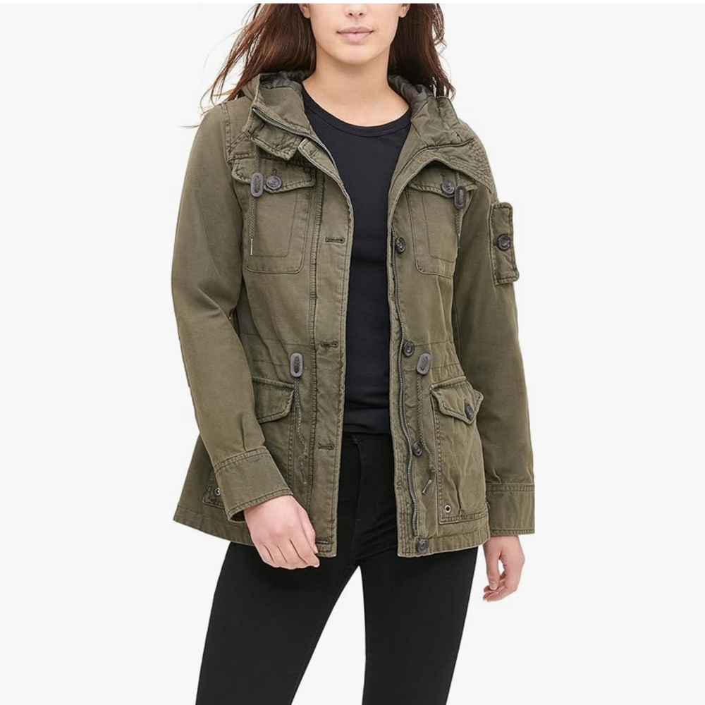 Levi’s Green Military Utility Hooded Jacket size Small